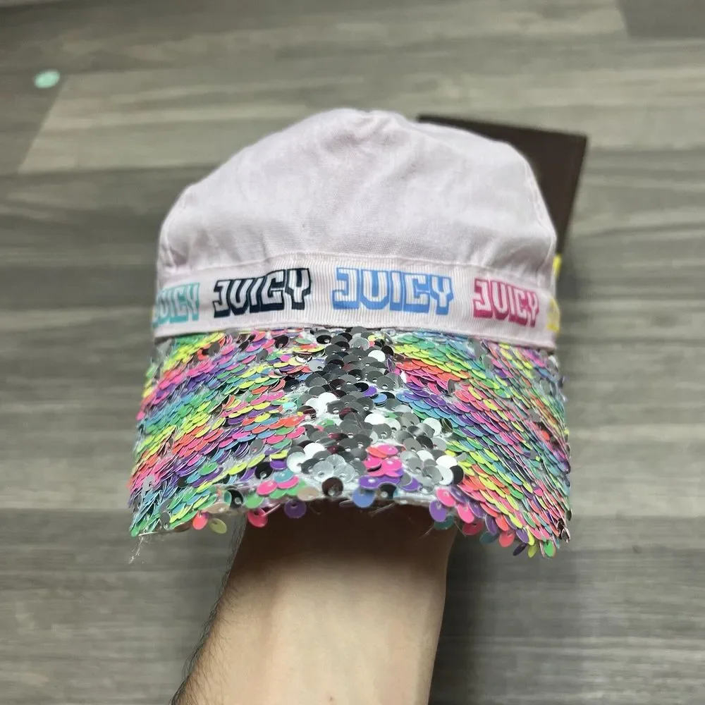 Juicy Couture Hat Cadet Beret Army Hat Youth‎ Kid Pink Rhinestone Bedazzle Shiny